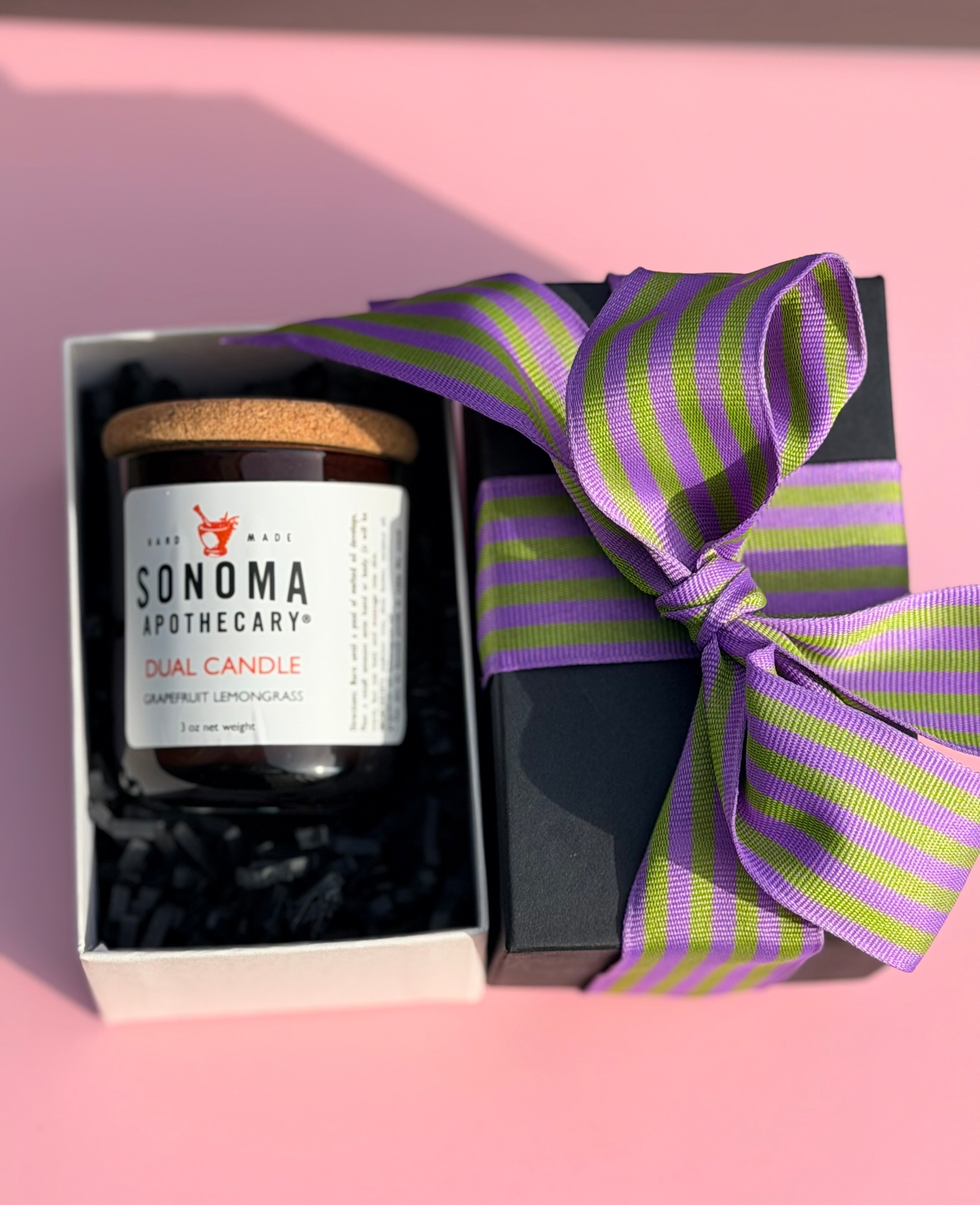 Mother's Day Meltable lotion candle gift  set with bow ready to gift Sonoma Apothecary grapefruit Lemongrass dual candle